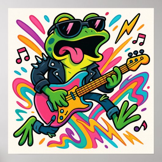Frog Rockstar Guitar Poster (Vorne)
