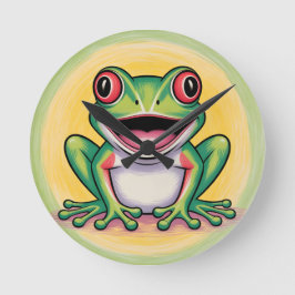 Frog’s Gentle Smile Runde Wanduhr