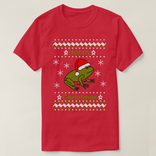 Frog sagt Hoppy Christmas T-Shirt (Design vorne)