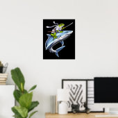 Frog Samurai Ninja Riding Shark Poster (Heimbüro)