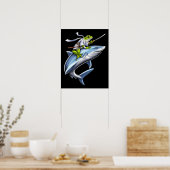 Frog Samurai Ninja Riding Shark Poster (Küche)