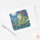 FROG SANTA ON LOG, HOLLIDAY CHRISTMAS STICKERS Squ (Umschlag)