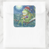 FROG SANTA ON LOG, HOLLIDAY CHRISTMAS STICKERS Squ (Tasche)