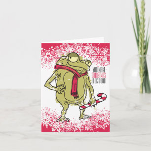 Frog scarf knitting Hook handmade by Christmas Feiertagskarte