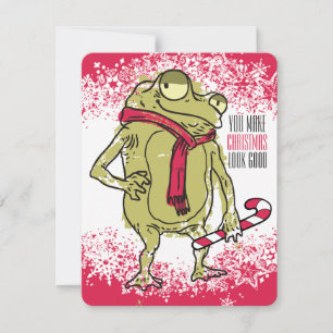 Frog scarf knitting Hook handmade by Christmas Feiertagskarte