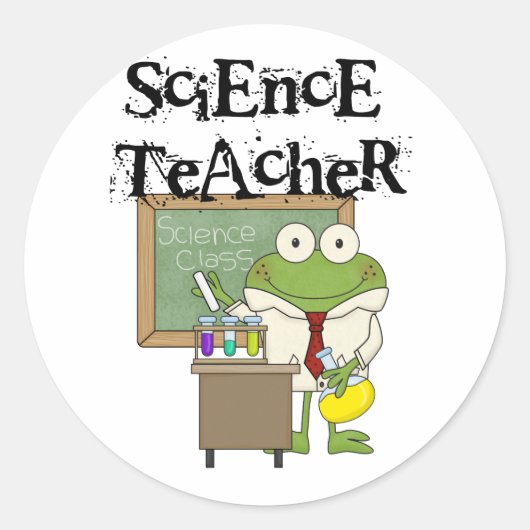Frog Science Teacher Runder Aufkleber (Vorderseite)