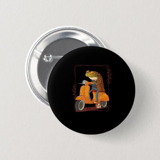 Frog Scooter Mushroom Goblincore Academia Button (Vorne & Hinten)