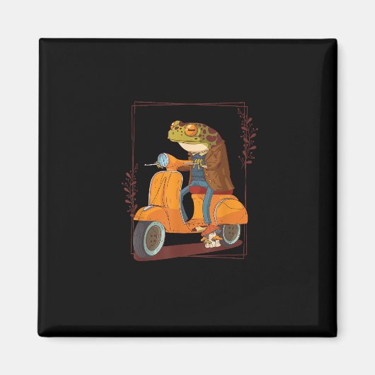 Frog Scooter Mushroom Goblincore Academia Magnet (Vorne)