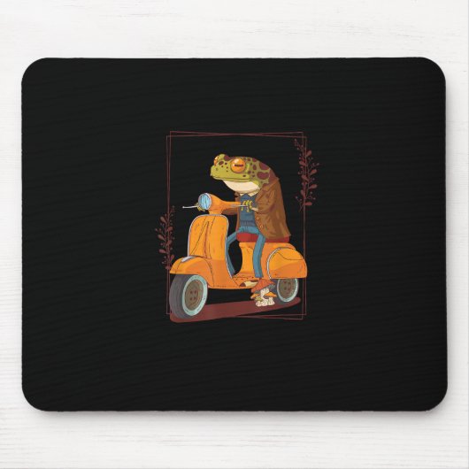 Frog Scooter Mushroom Goblincore Academia Mousepad (Vorne)