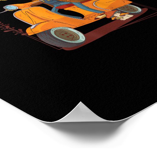 Frog Scooter Mushroom Goblincore Academia Poster (Ecke)