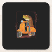 Frog Scooter Mushroom Goblincore Academia Rechteckiger Pappuntersetzer (Vorderseite)