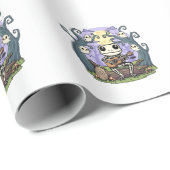 Frog Skeleton Playing Ukulele with Ghosts Geschenkpapier (Rolleneckpunkt)