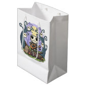 Frog Skeleton Playing Ukulele with Ghosts Mittlere Geschenktüte (Vorderseite Schrägansicht)