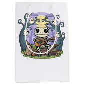 Frog Skeleton Playing Ukulele with Ghosts Mittlere Geschenktüte (Vorderseite)
