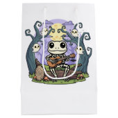 Frog Skeleton Playing Ukulele with Ghosts Mittlere Geschenktüte (Rückseite)