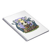 Frog Skeleton Playing Ukulele with Ghosts Notizblock (Rechte Seite)