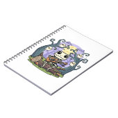 Frog Skeleton Playing Ukulele with Ghosts Notizblock (Linke Seite)