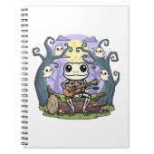 Frog Skeleton Playing Ukulele with Ghosts Notizblock (Vorderseite)