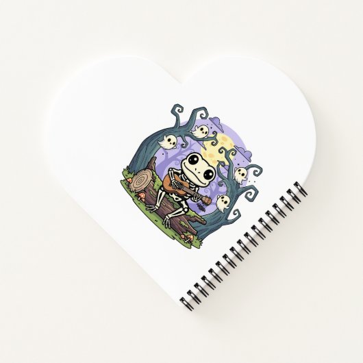 Frog Skeleton Playing Ukulele with Ghosts Notizblock (Rückseite)