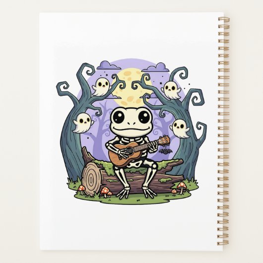 Frog Skeleton Playing Ukulele with Ghosts Planer (Rückseite)