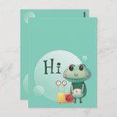Frog Snail Friendly Animals Funny Hi Gruß Postkarte (Vorne/Hinten)