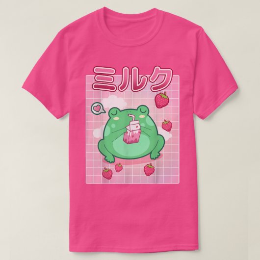 Frog Strawberry Milk Pastel Goth Funny Kawaii Toad T-Shirt (Design vorne)