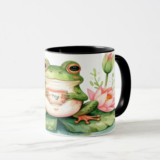 Frog Tea Mug - Cute Kawaii Hoppy Hour Gift Tasse (VorderseiteRechts)