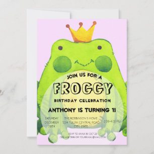 Frog Theme 1. Geburtstag Party Kinder Einladung