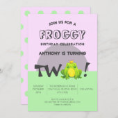 Frog Theme 2. Geburtstag Kinder Party Einladung (Vorne/Hinten)