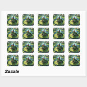 Frog Themed Birthday Quadratischer Aufkleber (Blatt)
