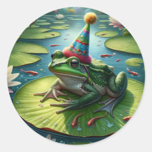 Frog Themed Birthday Runder Aufkleber