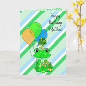 Frog Themed Happy Geburtstag Boy's Personalisiert Karte (Gelbe Blume)