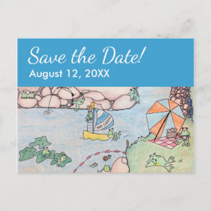 Frog Treehouse Save the Date Postcard, Custom rv Ankündigungspostkarte