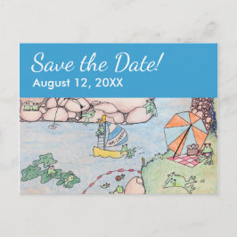 Frog Treehouse Save the Date Postcard, Custom rv Ankündigungspostkarte