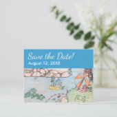 Frog Treehouse Save the Date Postcard, Custom rv Ankündigungspostkarte (Stehend Vorderseite)