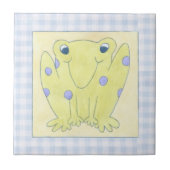 Frog Trio über Gingham Cloth Fliese (Vorderseite)