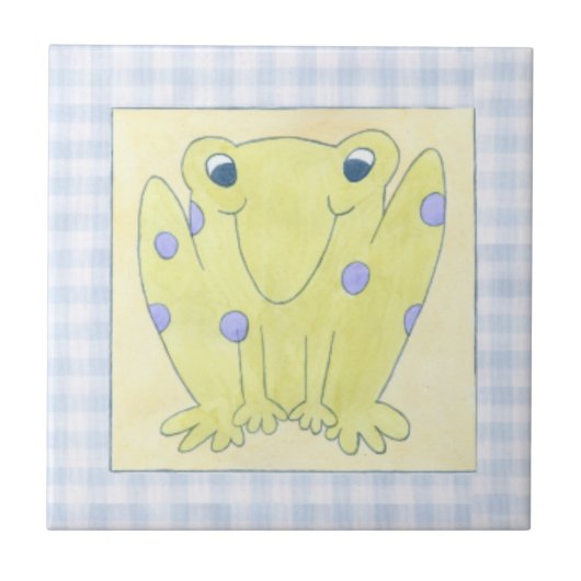 Frog Trio über Gingham Cloth Fliese (Vorderseite)