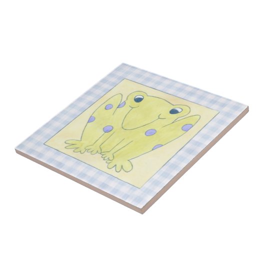 Frog Trio über Gingham Cloth Fliese (Seite)