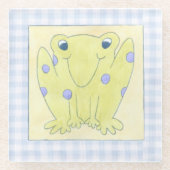 Frog Trio über Gingham Cloth Glasuntersetzer (Vorderseite)