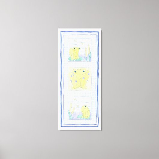 Frog Trio über Gingham Cloth Leinwanddruck (Vorderseite)