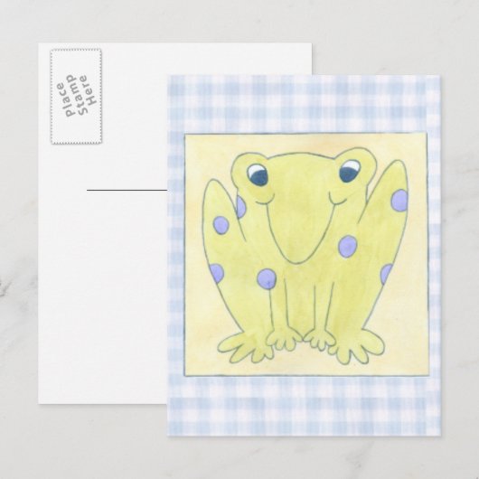 Frog Trio über Gingham Cloth Postkarte (Vorne/Hinten)