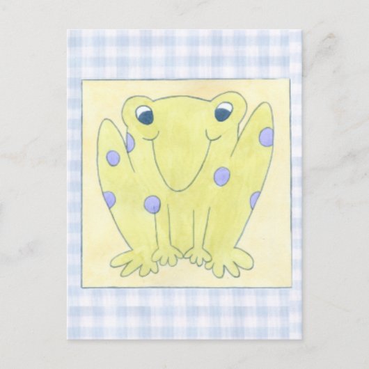 Frog Trio über Gingham Cloth Postkarte (Vorderseite)