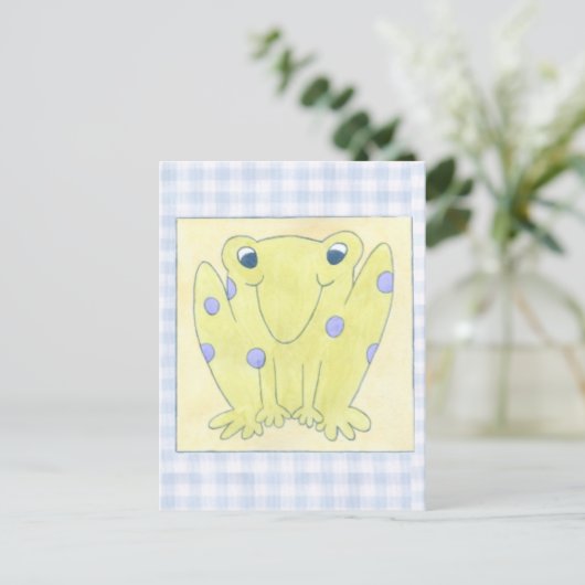 Frog Trio über Gingham Cloth Postkarte (Stehend Vorderseite)