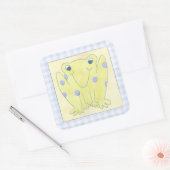 Frog Trio über Gingham Cloth Quadratischer Aufkleber (Umschlag)
