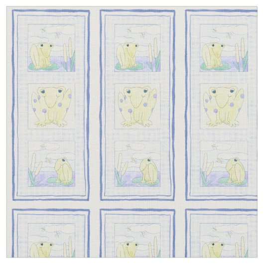 Frog Trio über Gingham Cloth Stoff (Nahaufnahme)