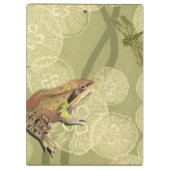 Frog und Dragonfly auf Water Lilies Klemmbrett (Rückseite)