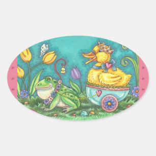 FROG UND DUCK OASTER EASTER-EISER-Oval Ovaler Aufkleber