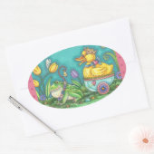 FROG UND DUCK OASTER EASTER-EISER-Oval Ovaler Aufkleber (Umschlag)