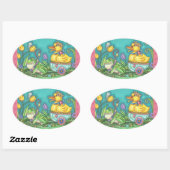 FROG UND DUCK OASTER EASTER-EISER-Oval Ovaler Aufkleber (Blatt)