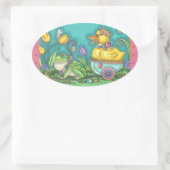 FROG UND DUCK OASTER EASTER-EISER-Oval Ovaler Aufkleber (Tasche)